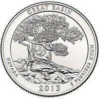 25 центов 2013 18-й парк, Great Basin, Nevada (Грейт-Бейсин, Невада), двор P 